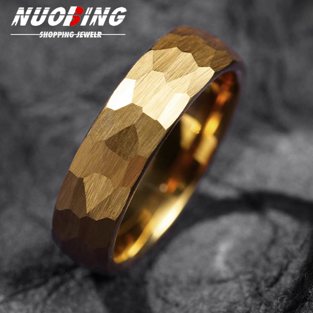 Men Accessories For Wedding - Hammered Multi-faceted Titanium Rings For Men