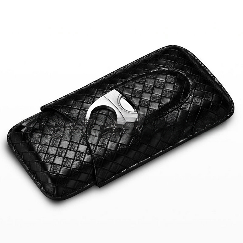 3 Pcs Leather Cigar Case Gift  - Cigar Cutter Set recension och pris