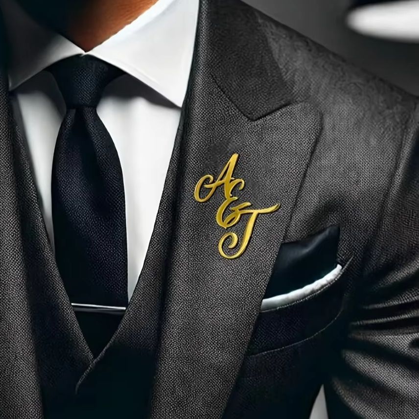 Custom Monogram Initial Name S - Men Accessories Brooch recension och pris