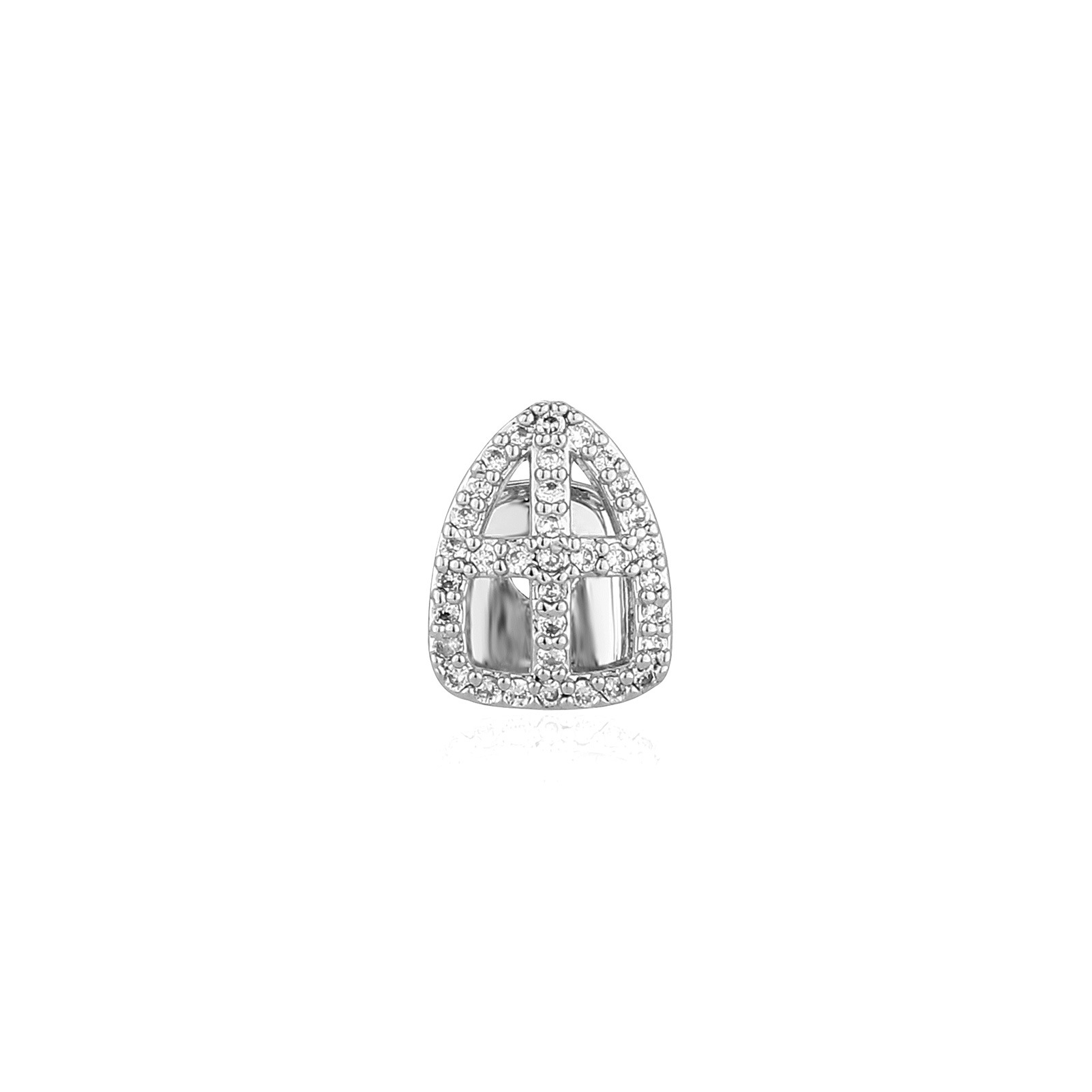 Hollow Iced CZ Single Tooth Gr - Men Accessories Silver recension och pris